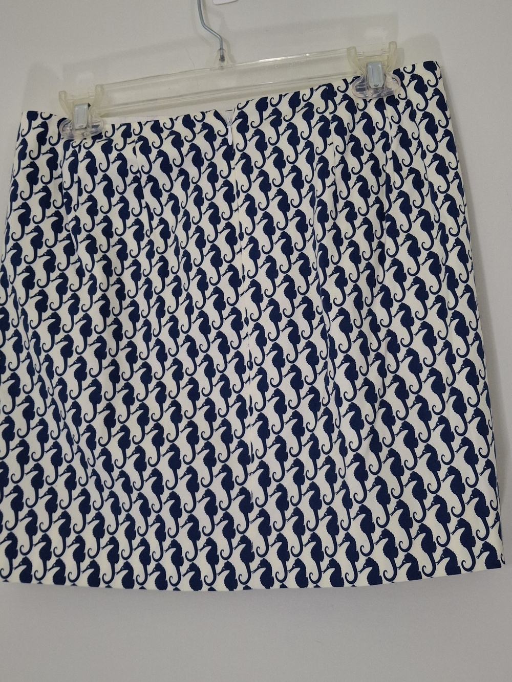 J. Crew Navy and White Seahorse-Pattern Mini Skirt, Size 2 - Picture 2 of 7